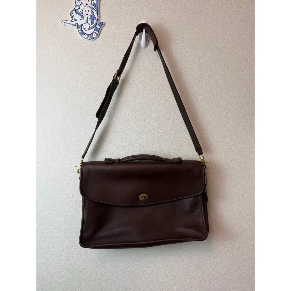 Vintage Coach Lexington Briefcase Mahogany Brown Leather Messenger Bag 5266